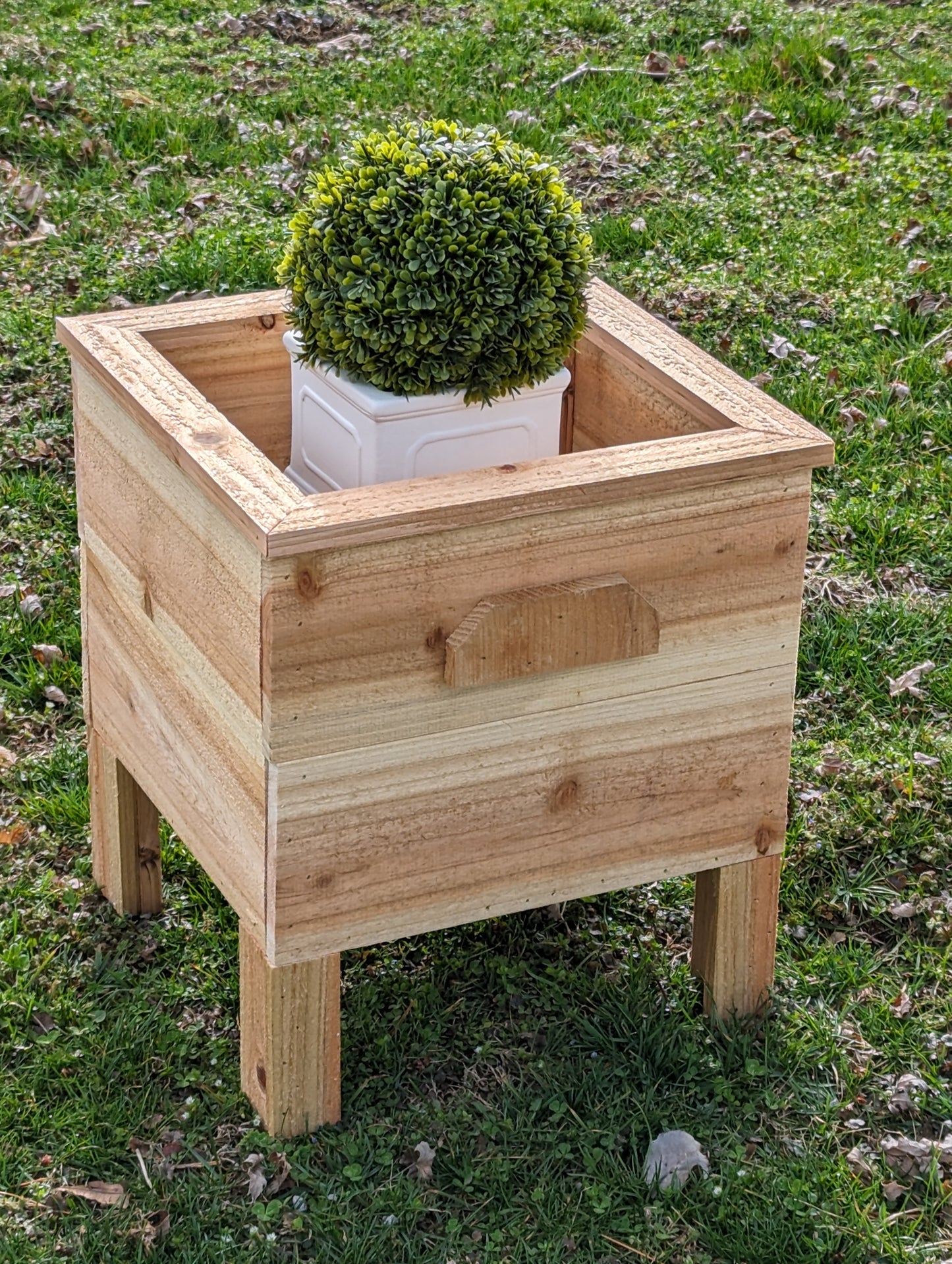 Planter box small square for patio or deck with bottom all cedar