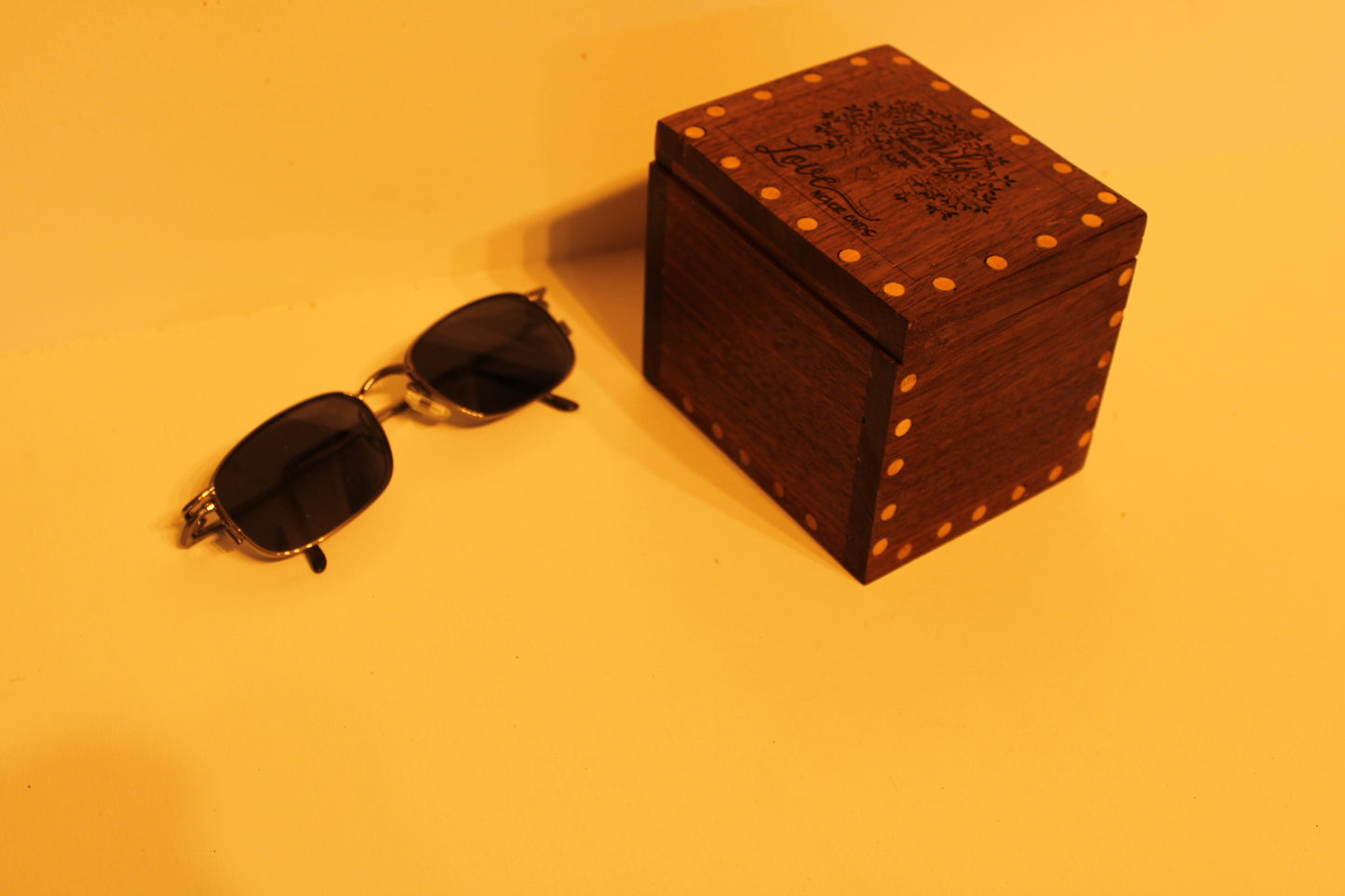 Keepsake Box with Engraved Lid that says Family Where life begins and love never ends made from Walnut and Poplar