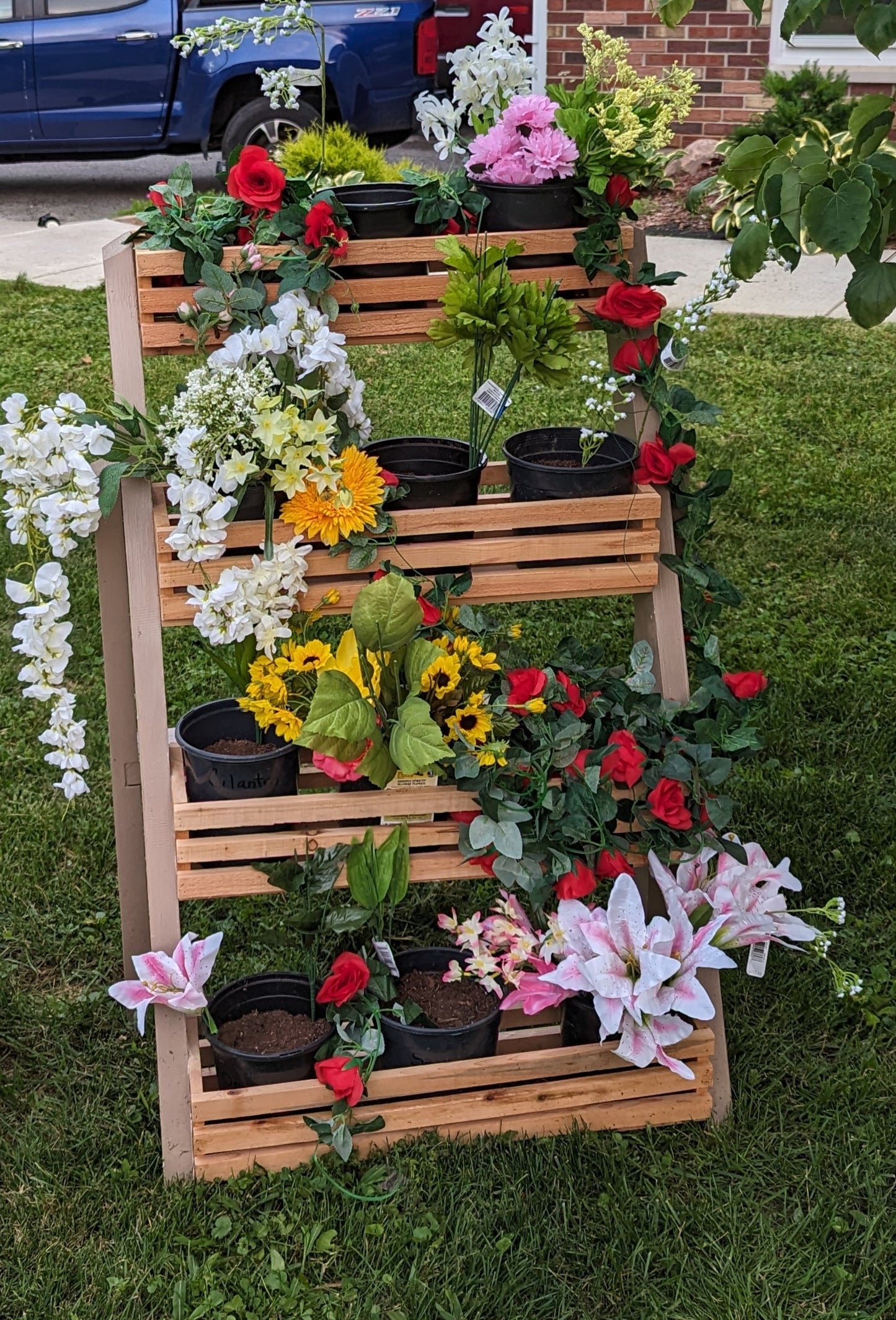 4 tier planter decorated