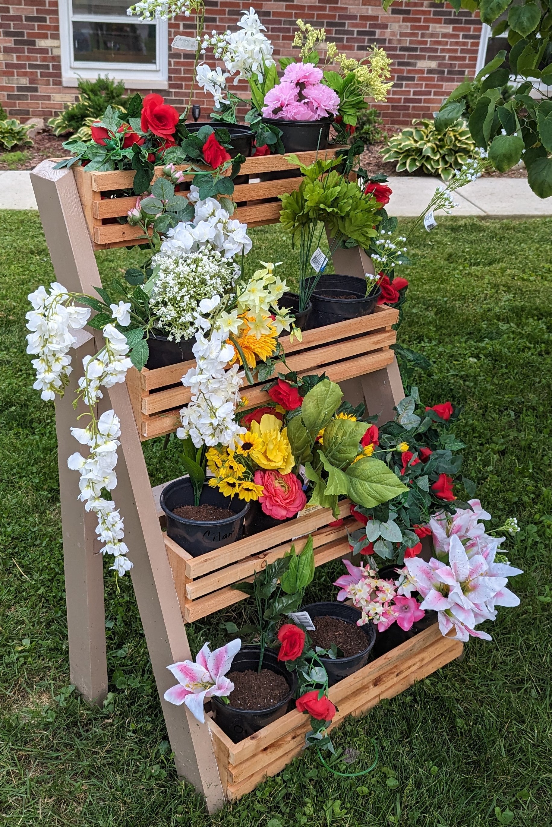 4 tier planter decorated